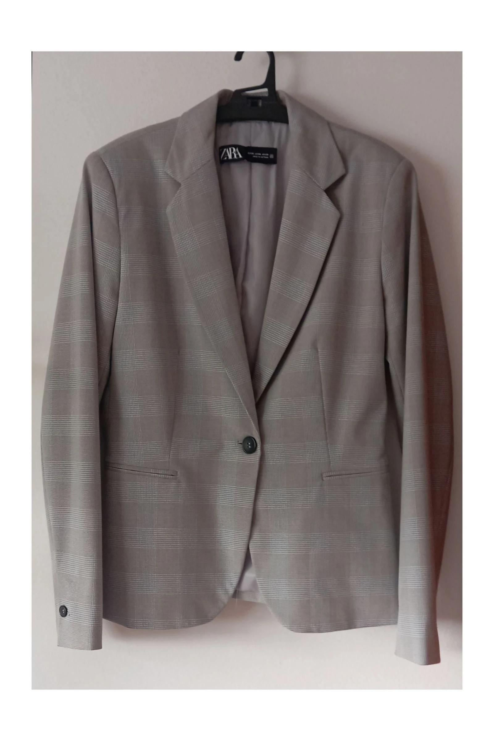 Blazer Zara de cuadros Gris/azul claro/beige S/36